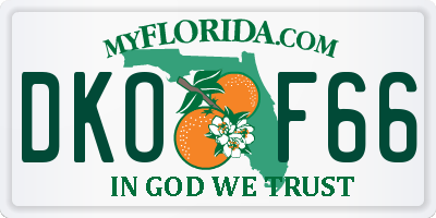 FL license plate DKOF66