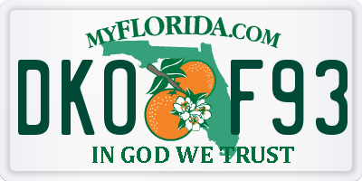 FL license plate DKOF93