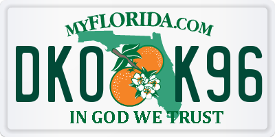 FL license plate DKOK96