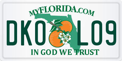 FL license plate DKOL09