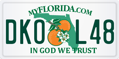 FL license plate DKOL48
