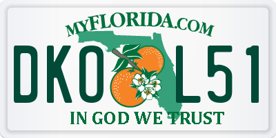 FL license plate DKOL51