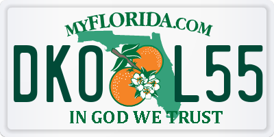 FL license plate DKOL55