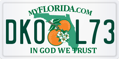 FL license plate DKOL73