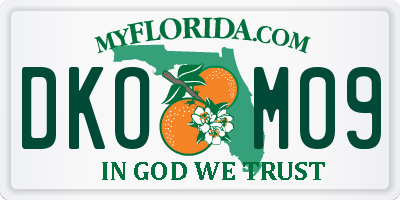 FL license plate DKOM09