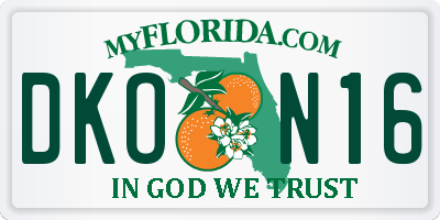 FL license plate DKON16