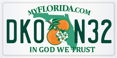 FL license plate DKON32