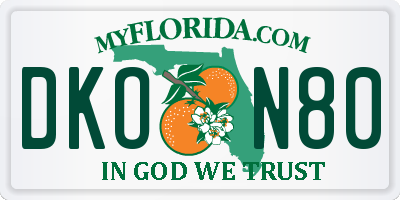 FL license plate DKON80