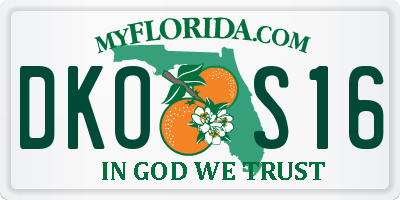 FL license plate DKOS16