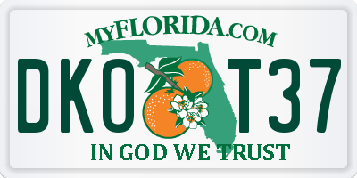FL license plate DKOT37