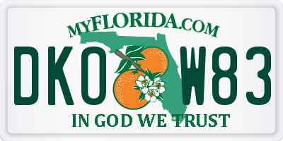 FL license plate DKOW83