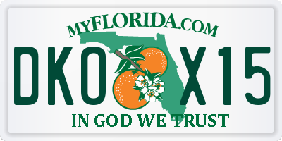 FL license plate DKOX15