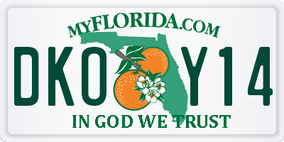 FL license plate DKOY14