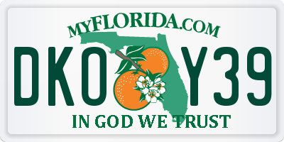 FL license plate DKOY39
