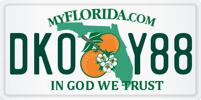 FL license plate DKOY88