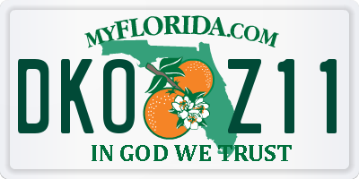 FL license plate DKOZ11