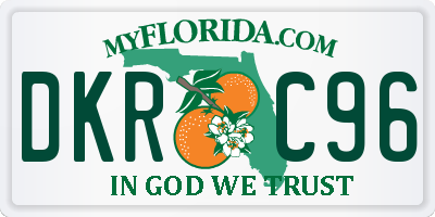 FL license plate DKRC96