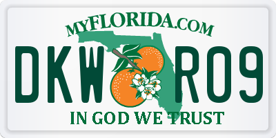 FL license plate DKWR09