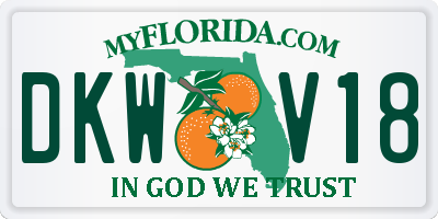 FL license plate DKWV18