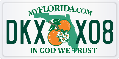 FL license plate DKXX08