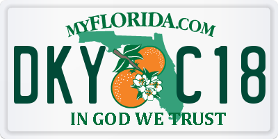 FL license plate DKYC18