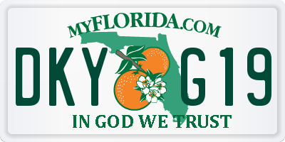 FL license plate DKYG19