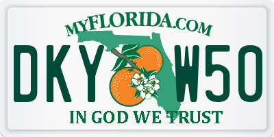 FL license plate DKYW50