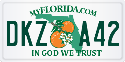 FL license plate DKZA42