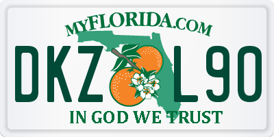 FL license plate DKZL90