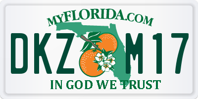 FL license plate DKZM17