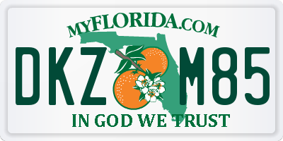 FL license plate DKZM85