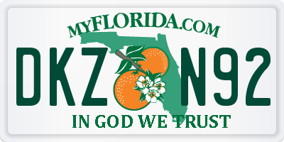 FL license plate DKZN92