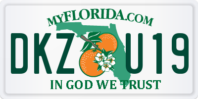 FL license plate DKZU19