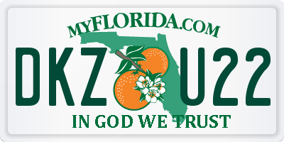 FL license plate DKZU22