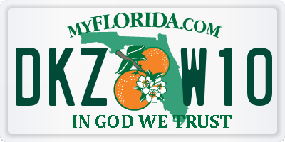 FL license plate DKZW10