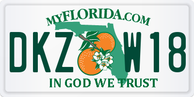 FL license plate DKZW18