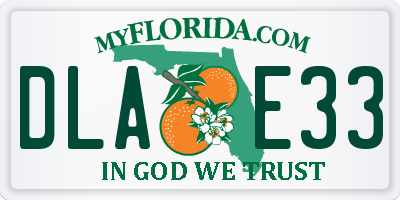 FL license plate DLAE33