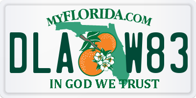 FL license plate DLAW83