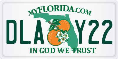 FL license plate DLAY22