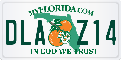 FL license plate DLAZ14