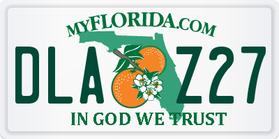 FL license plate DLAZ27