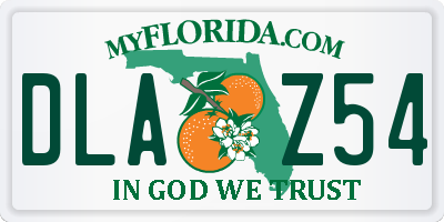 FL license plate DLAZ54