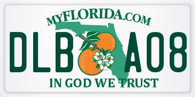 FL license plate DLBA08