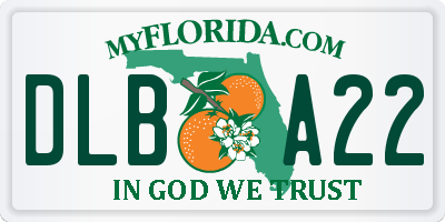 FL license plate DLBA22