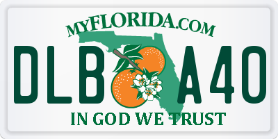 FL license plate DLBA40