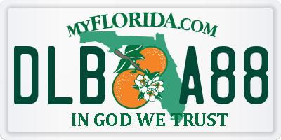 FL license plate DLBA88