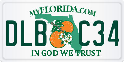 FL license plate DLBC34