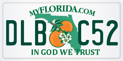 FL license plate DLBC52