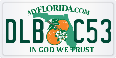FL license plate DLBC53