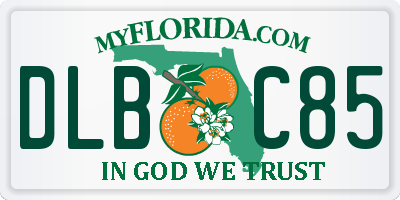 FL license plate DLBC85